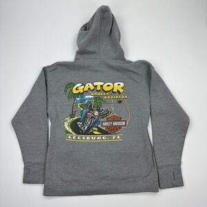 Harley Davidson Hoodie Womens Medium Gray Mock Neck Leesburg Florida Gator